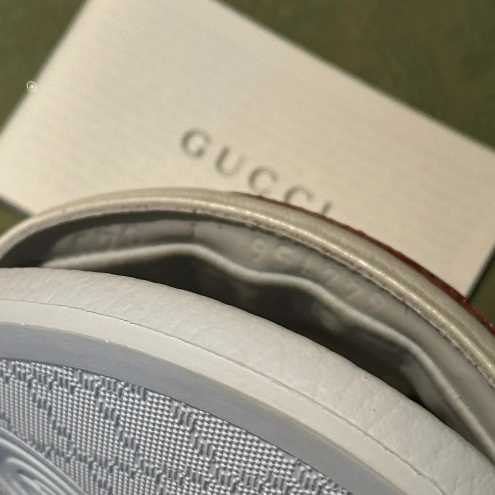 Gucci White Slides with Red Logo Napa Samoa Miro Soft Slides Size 7 - Picture 7 of 12